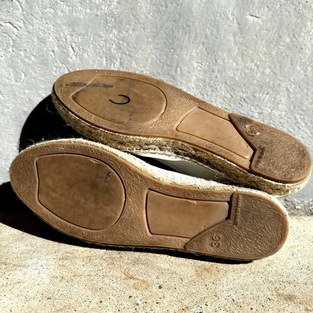Free People Maya Espadrille Ballet Flats Almond Toe Slip On Leather White 6